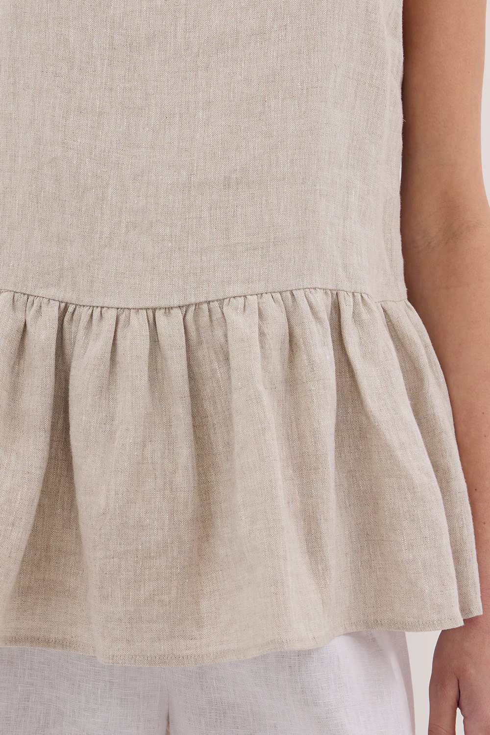 DAISY NATURAL LINEN PEPLUM TOP - Gamepaces