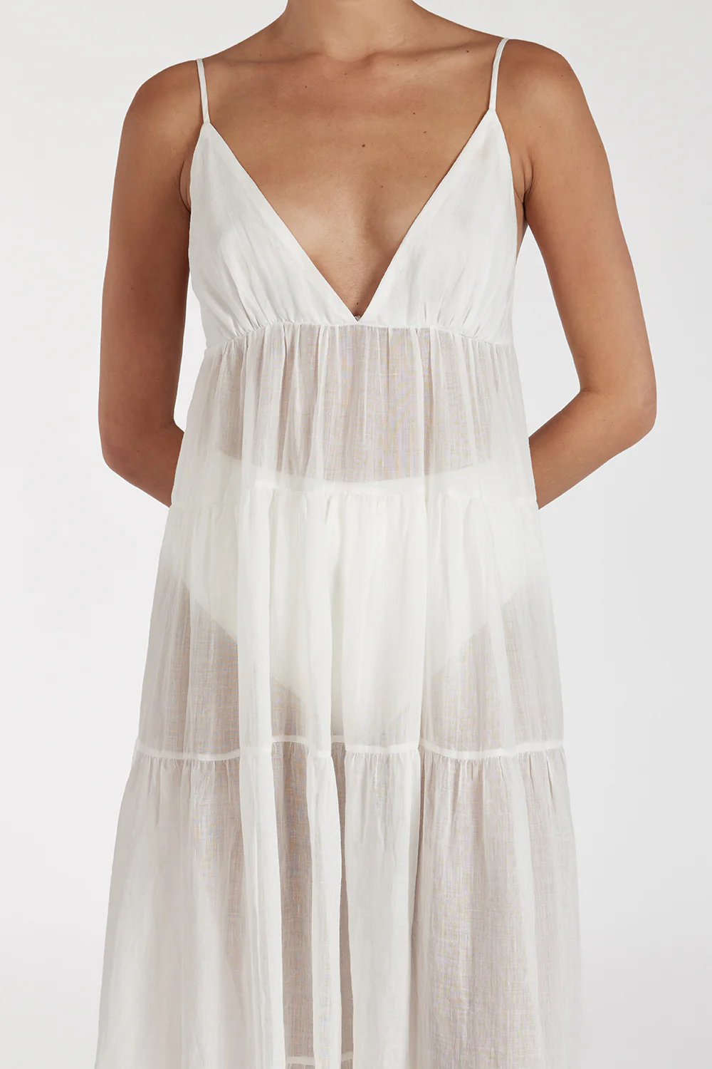 LIZA WHITE RAMIE MIDI DRESS - Gamepaces