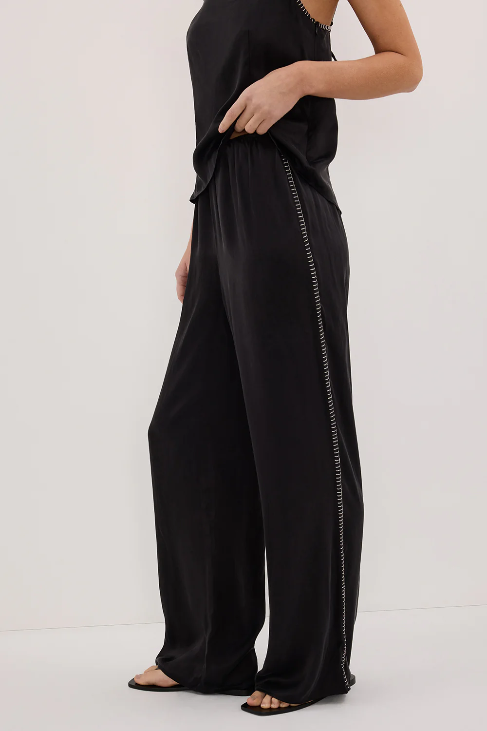 PIPER BLACK SILK STITCH DETAIL PANT - Gamepaces