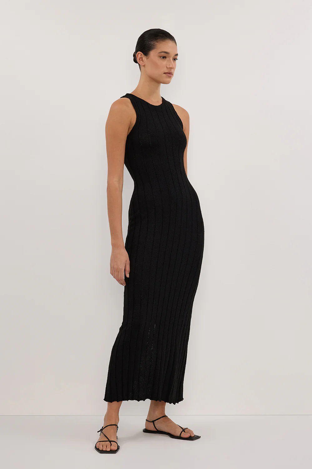 REM BLACK KNIT MIDI DRESS - Gamepaces