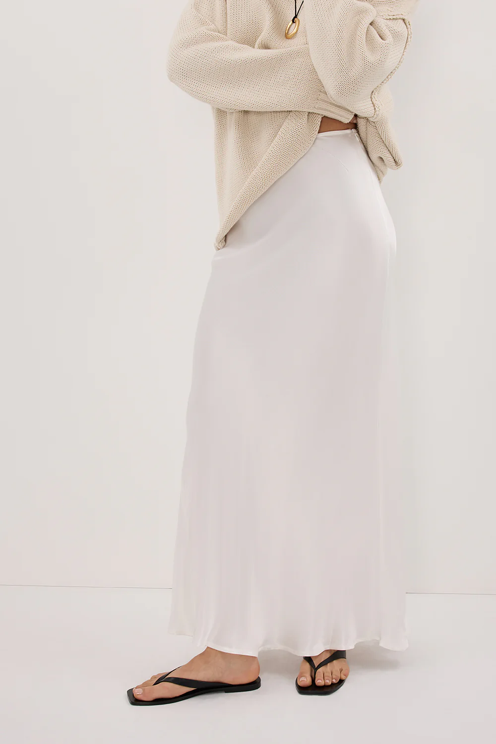CHARLI WHITE SATIN MAXI SKIRT - Gamepaces