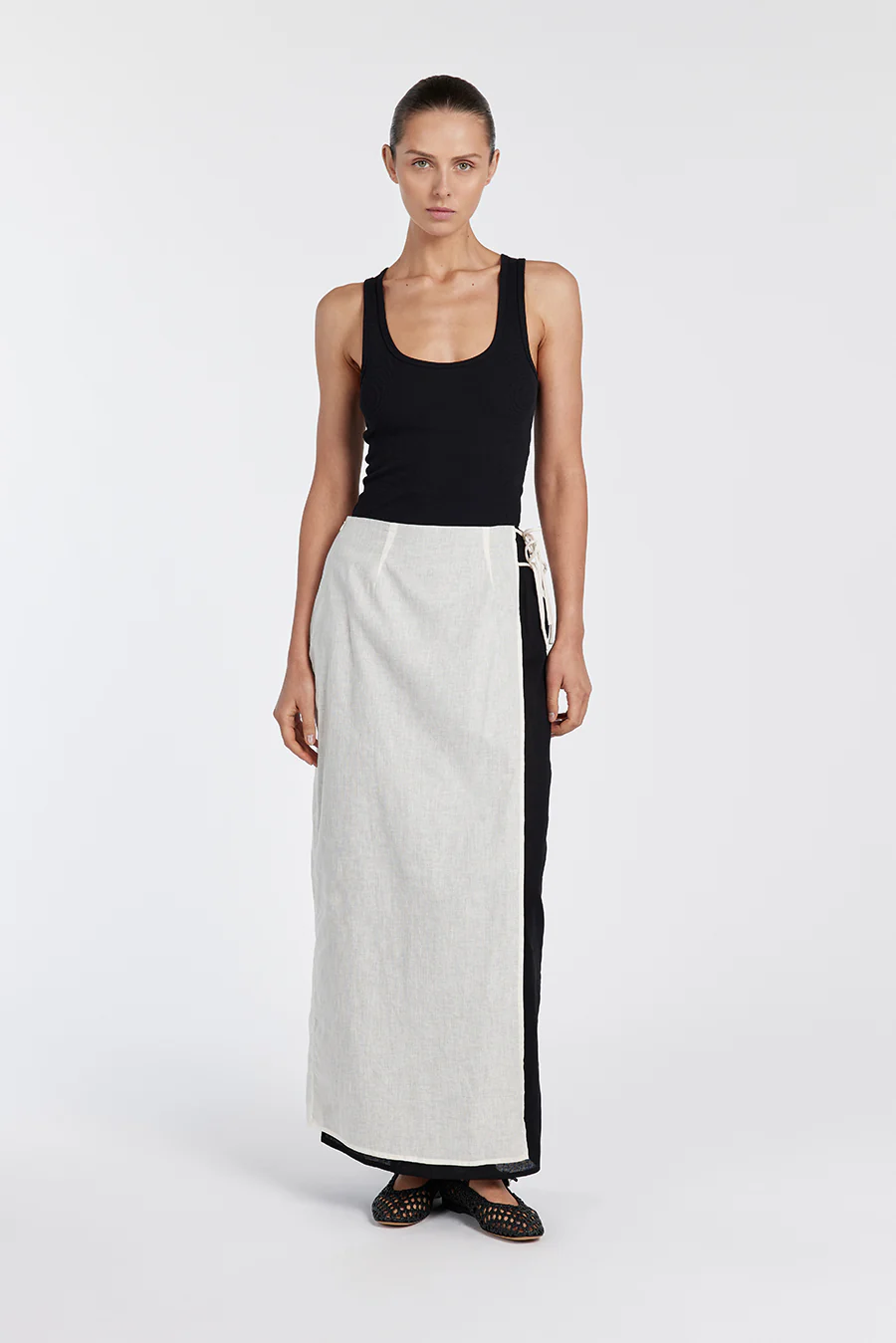 MEGAN CREAM/BLACK WRAP SKIRT - Gamepaces