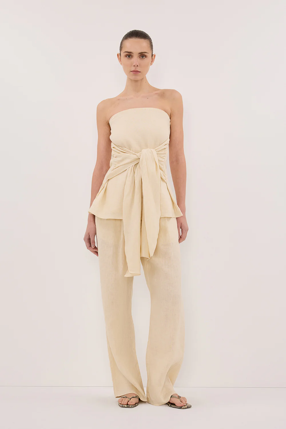 CARLA BUTTERMILK DRAWSTRING LINEN PANT - Gamepaces