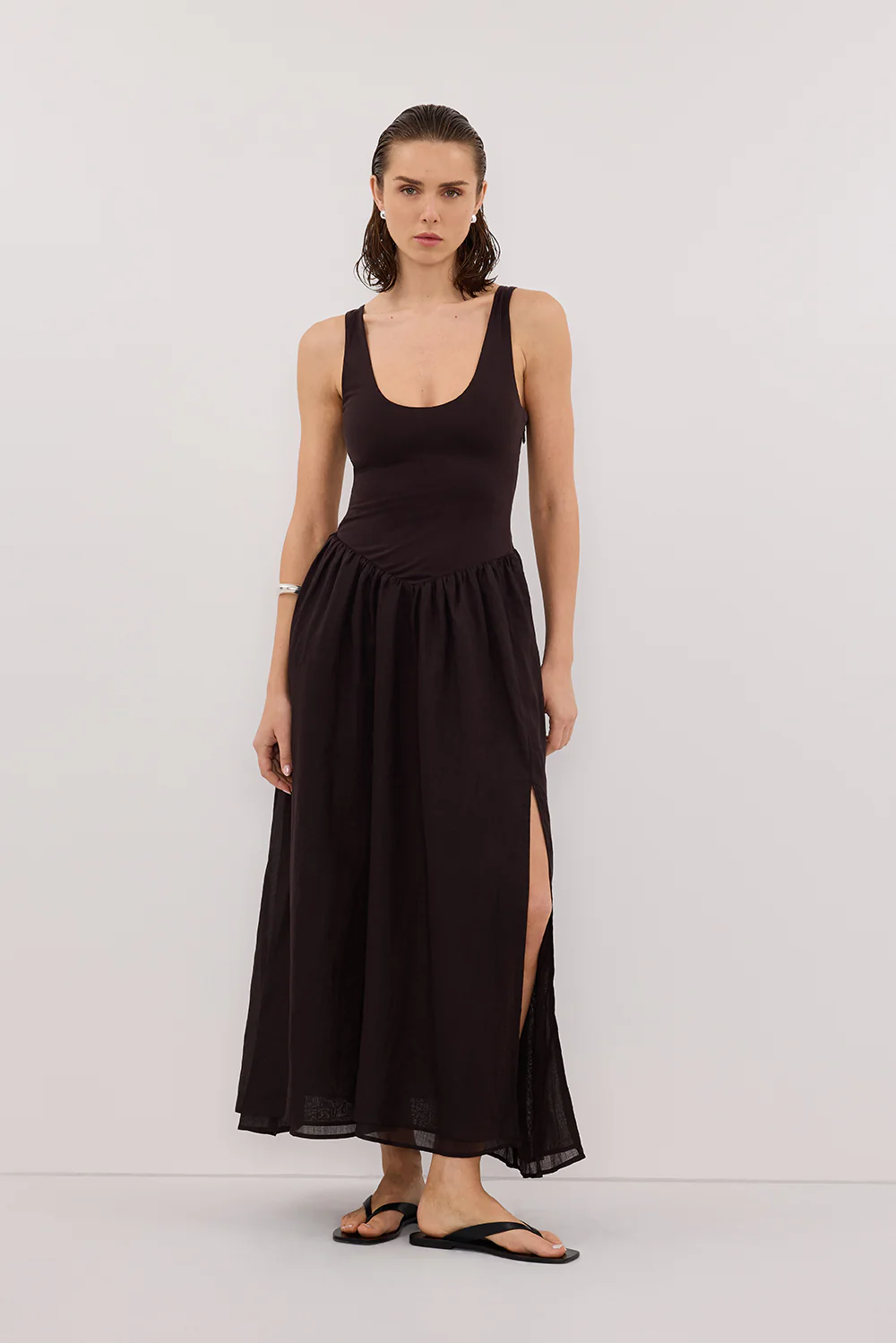 SKYLER BURNT CHOC HYBRID MIDI DRESS - Gamepaces