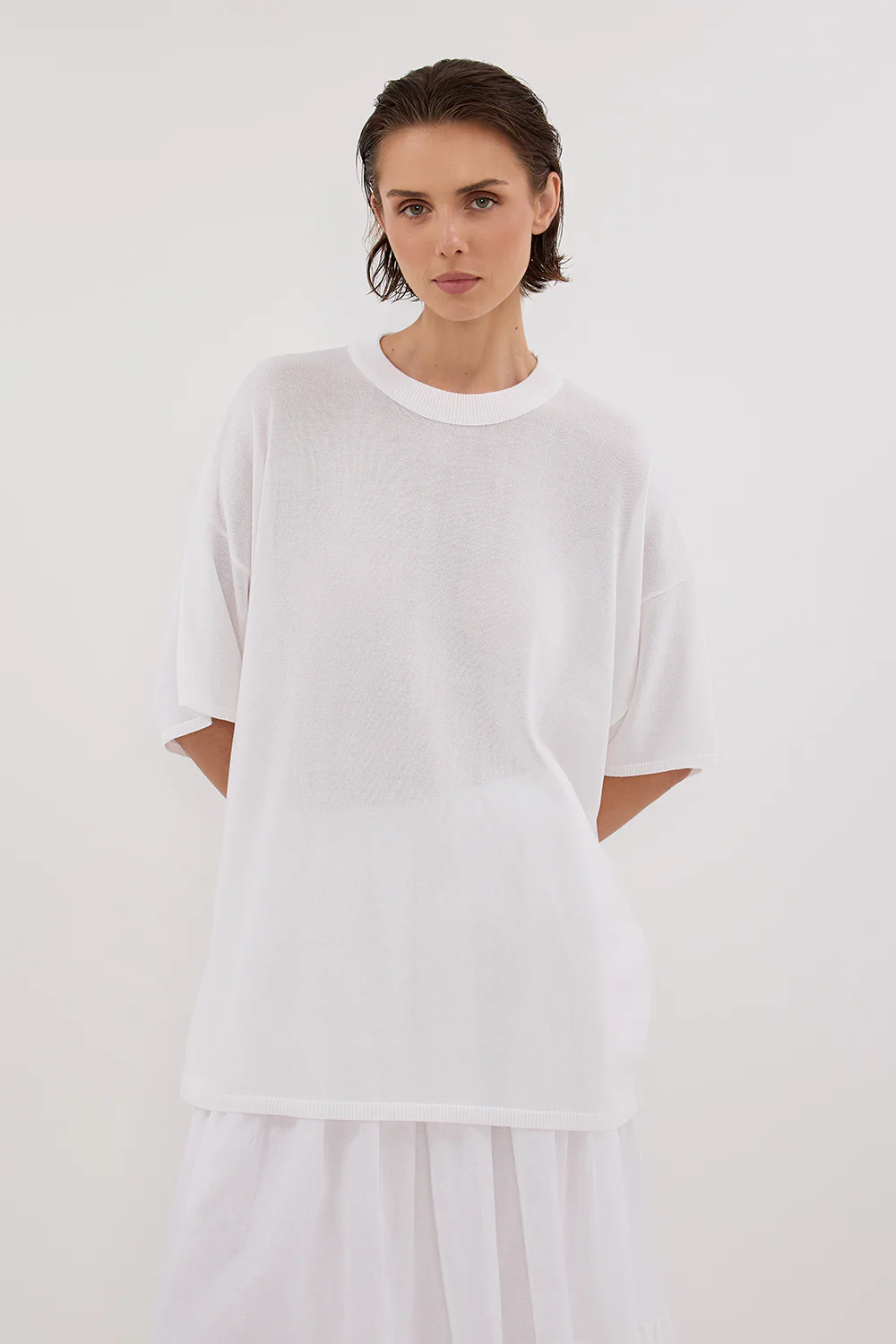JACKI IVORY OVERSIZED KNIT TEE - Gamepaces