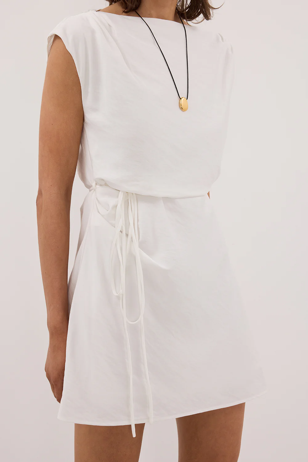 MARMO WHITE DRAPED MINI DRESS - Gamepaces