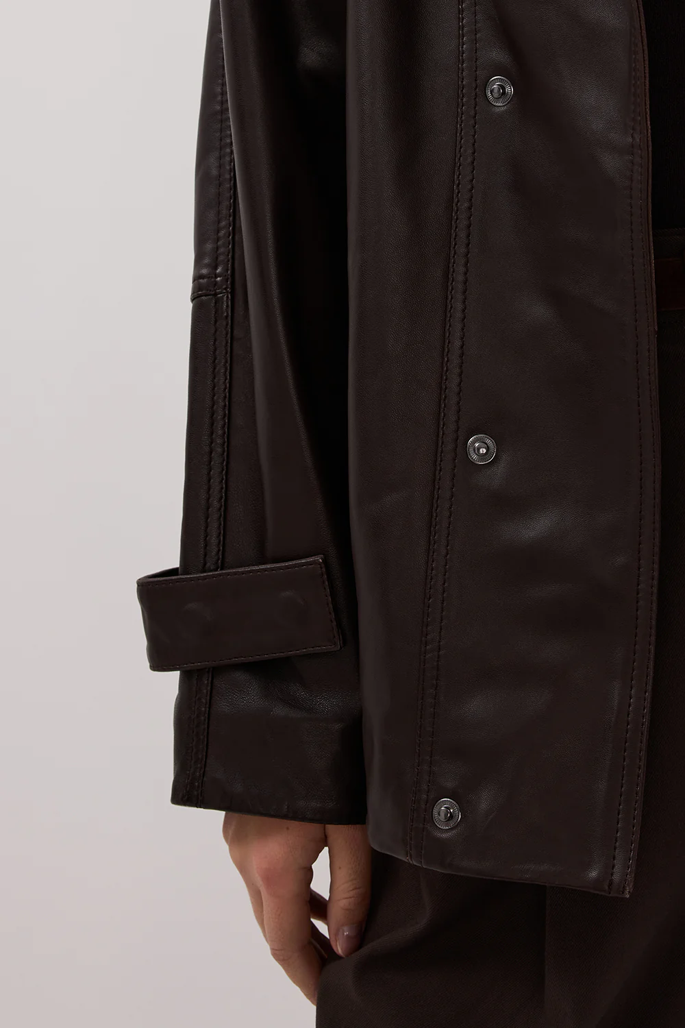 MARGOT CHOC OVERSIZED LEATHER JACKET - Gamepaces