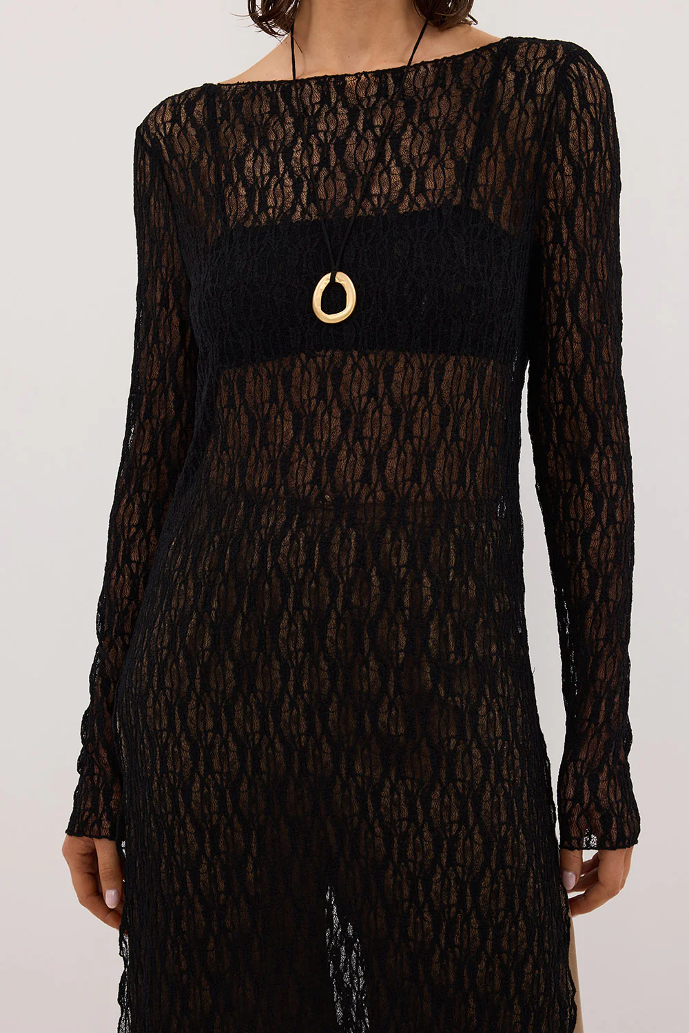 LIZZIE BLACK BOAT NECK TUNIC TOP - Gamepaces