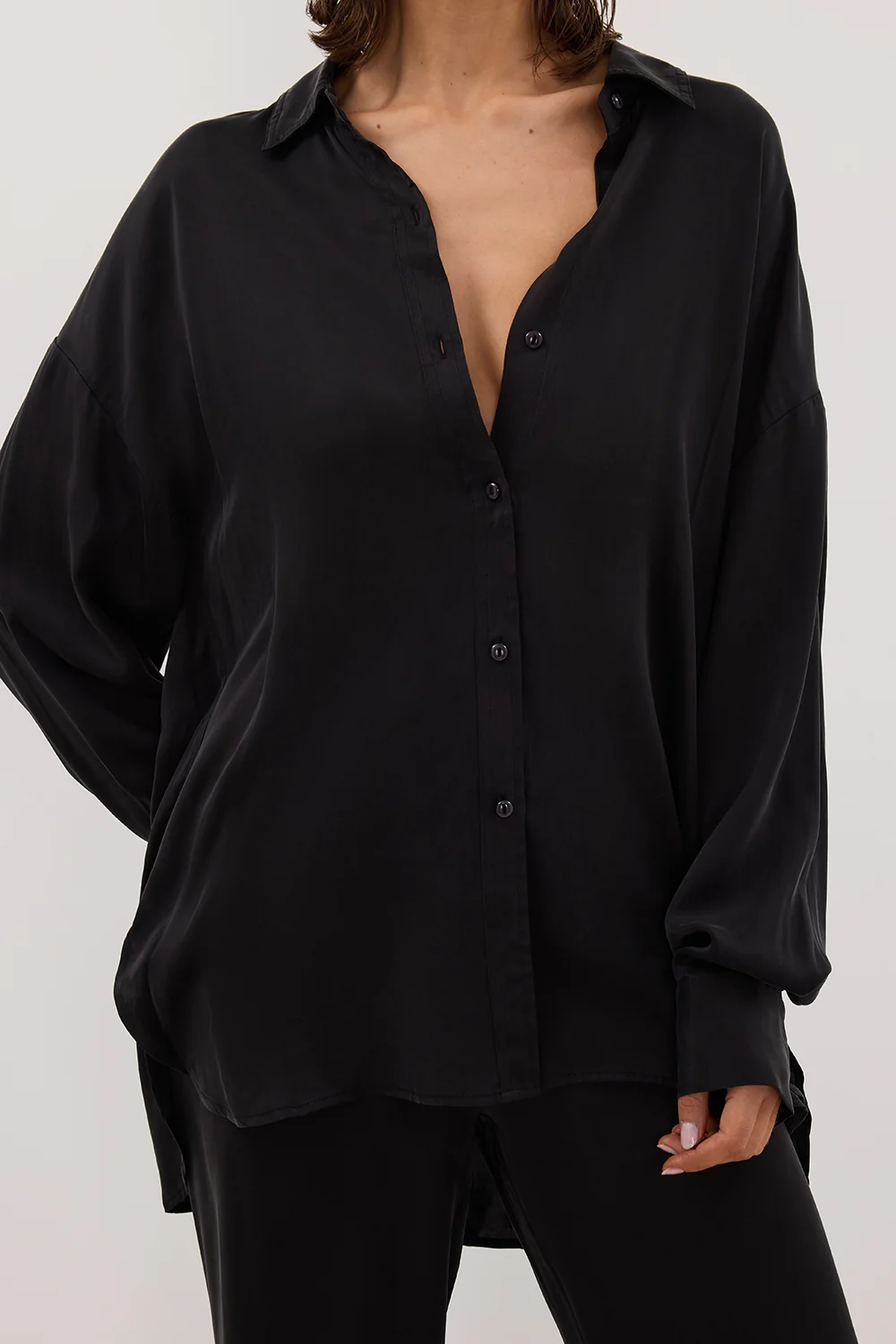PERCY BLACK SILK LONG SLEEVE SHIRT - Gamepaces