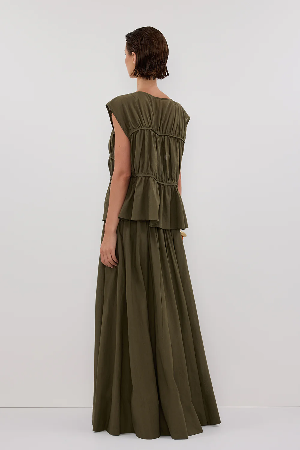FLYNN OLIVE LINEN BLEND TIE MAXI SKIRT - Gamepaces