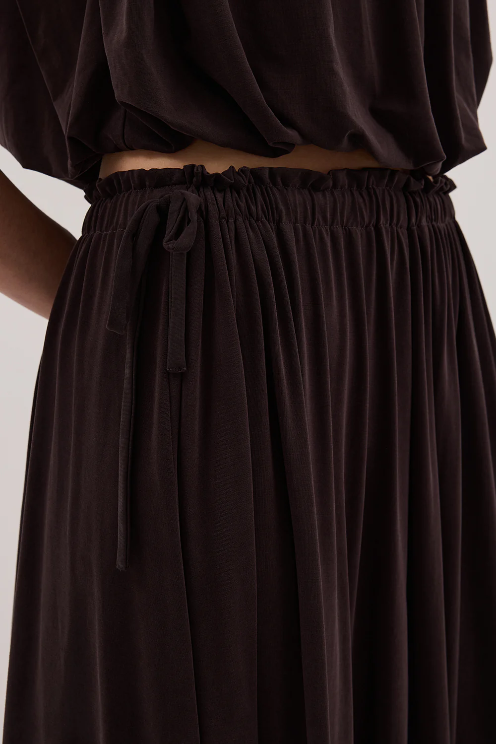 AVA BURNT CHOC MODAL BLEND MIDI SKIRT - Gamepaces