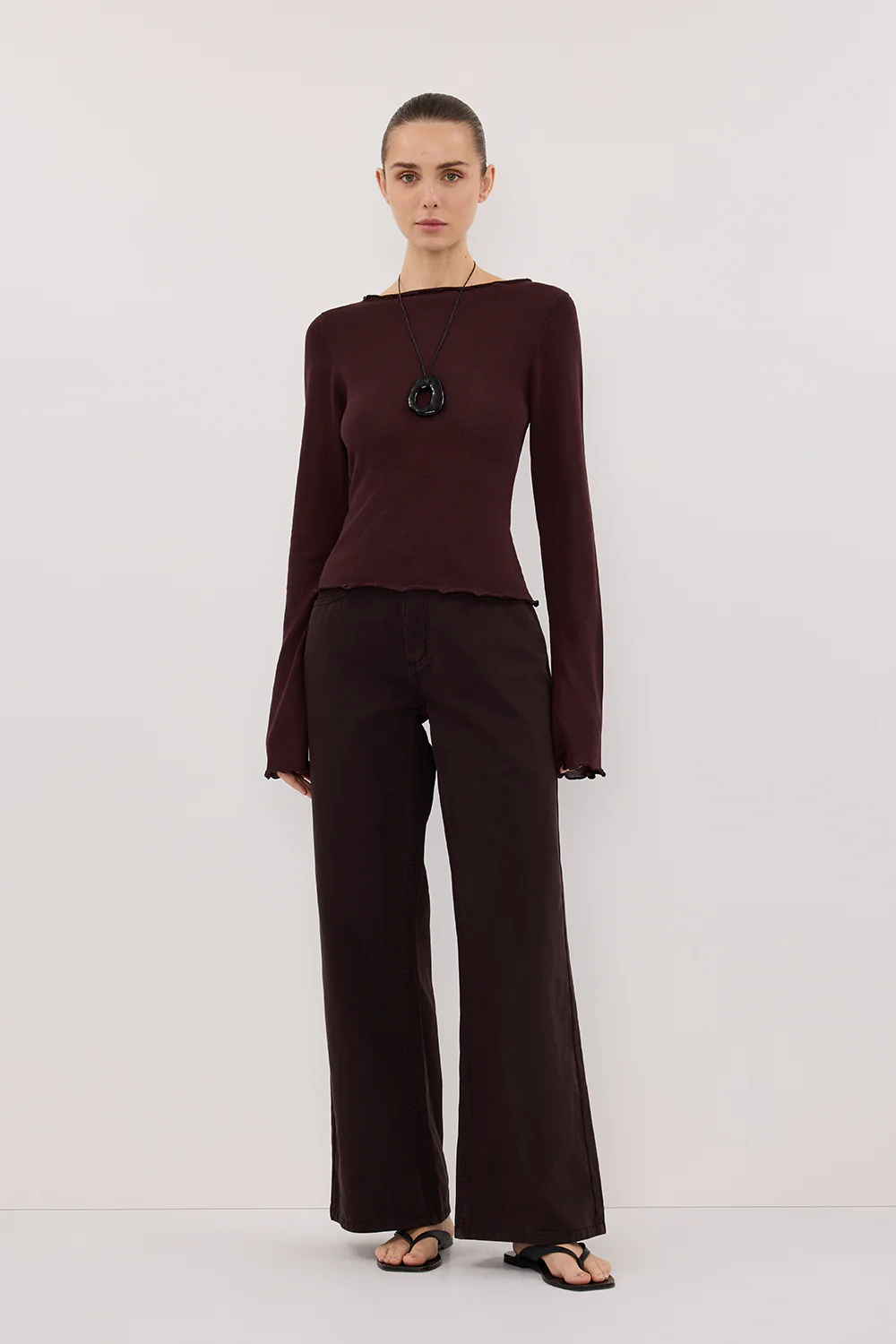 BLAKE PLUM LONG SLEEVE BOAT NECK KNIT TOP - Gamepaces