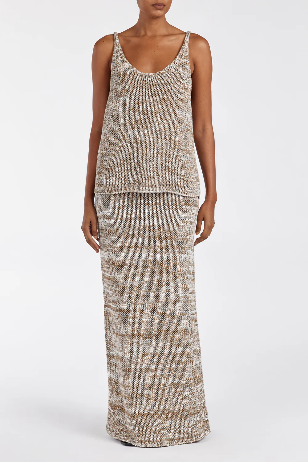 HEIDI TAN MARLE KNIT MIDI SKIRT - Gamepaces