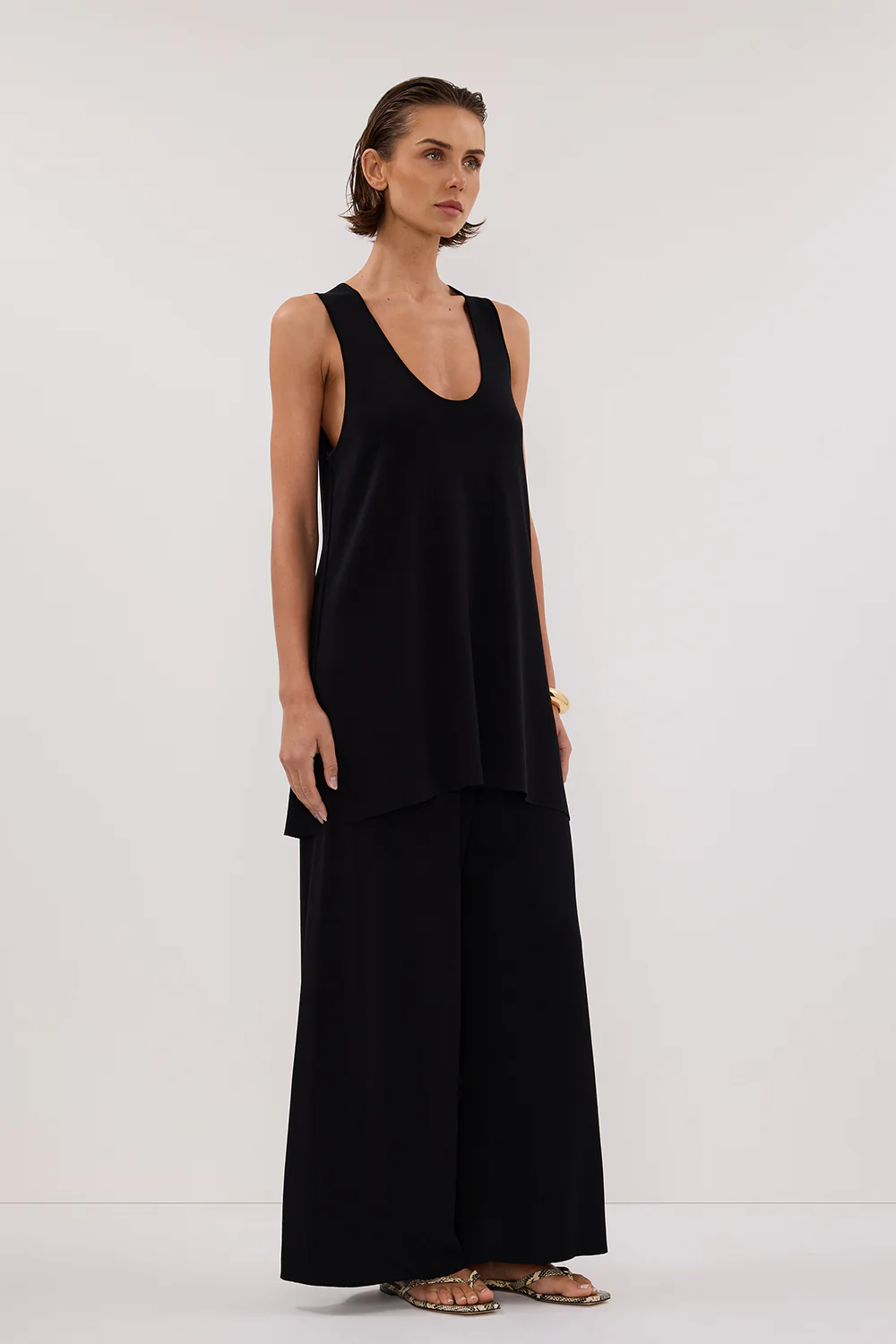 RAY BLACK WIDE LEG KNIT PANT - Gamepaces