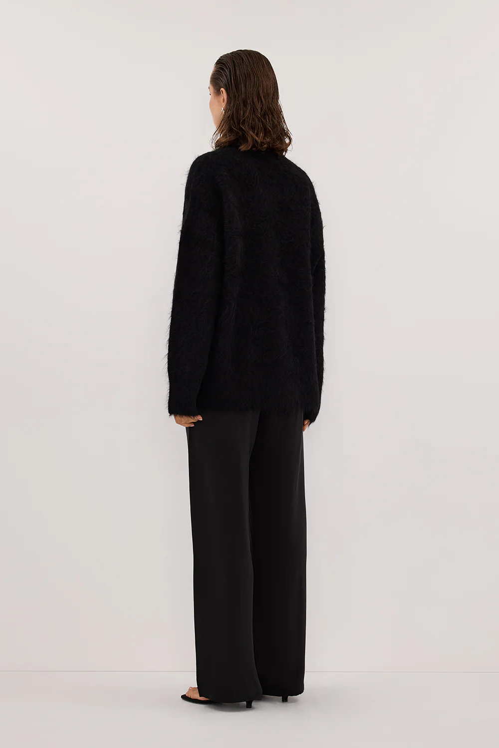 SALMA BLACK POLO NECK KNIT CARDIGAN - Gamepaces