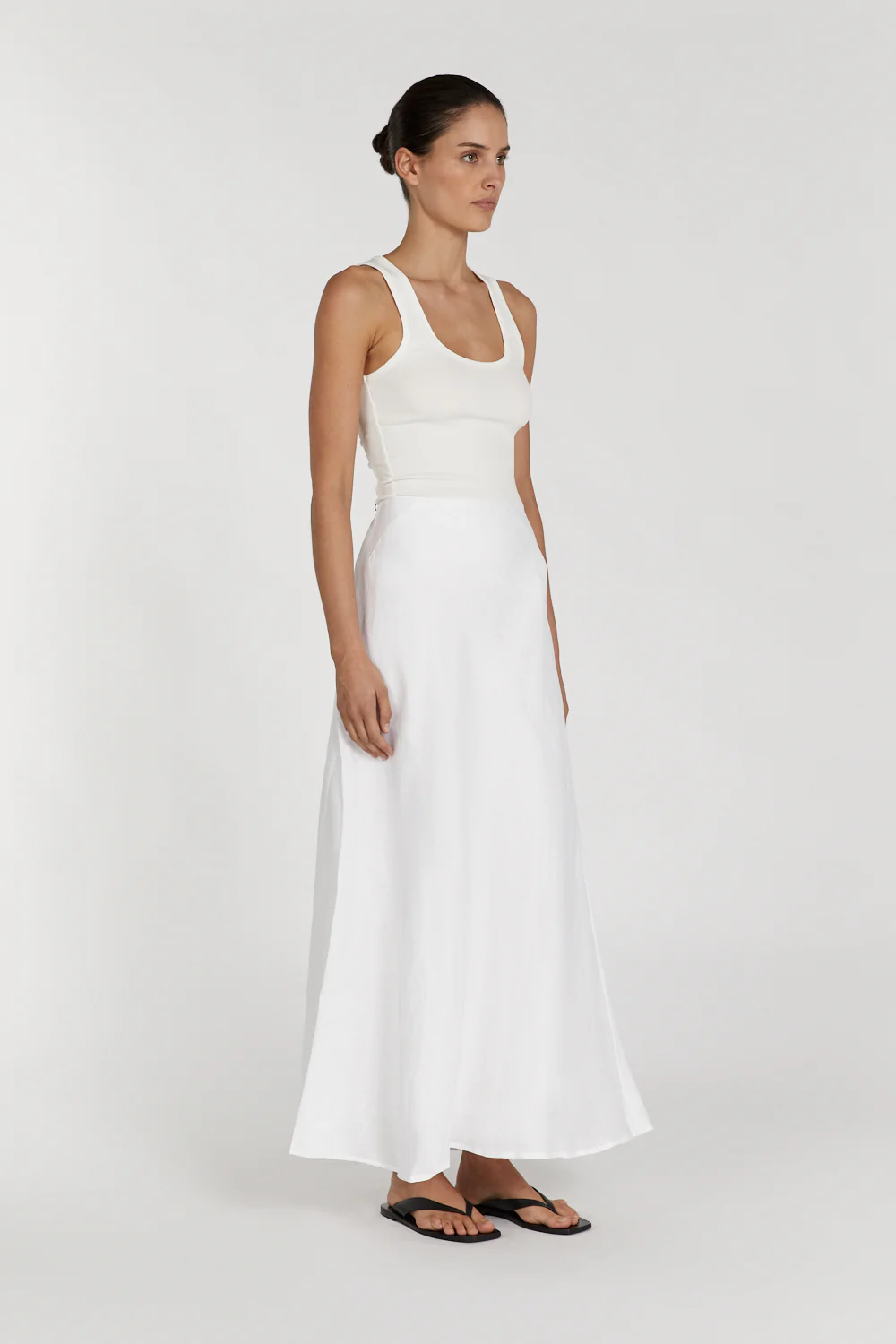 SYRAH WHITE LINEN MIDI SKIRT - Gamepaces