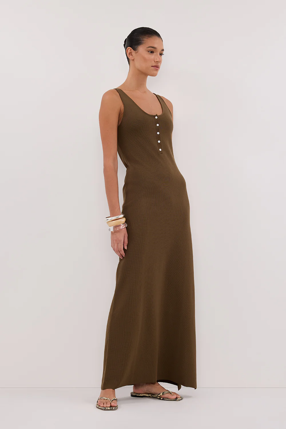 TROY OLIVE SLEEVELESS MAXI DRESS - Gamepaces