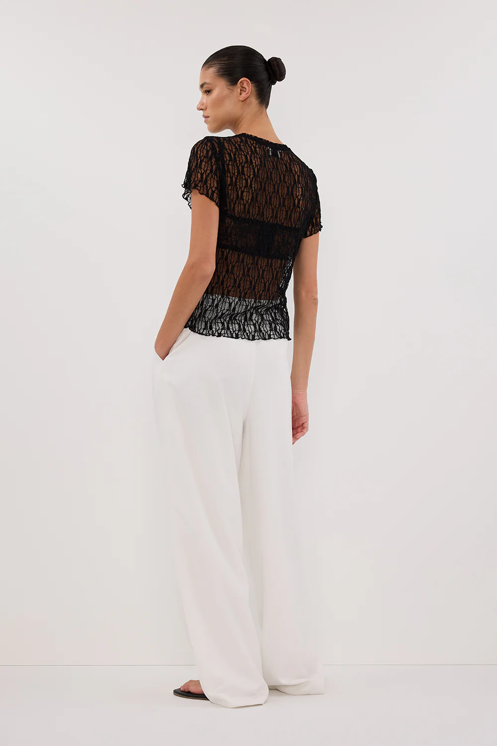 LIZZIE BLACK LACE CAP SLEEVE TOP - Gamepaces