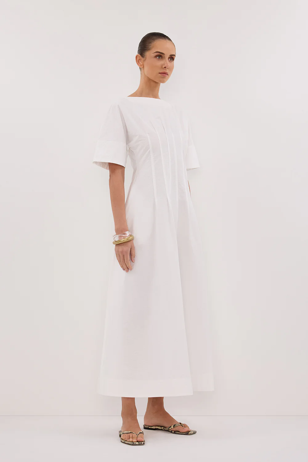 DAPHNE WHITE SLEEVED MIDI DRESS - Gamepaces