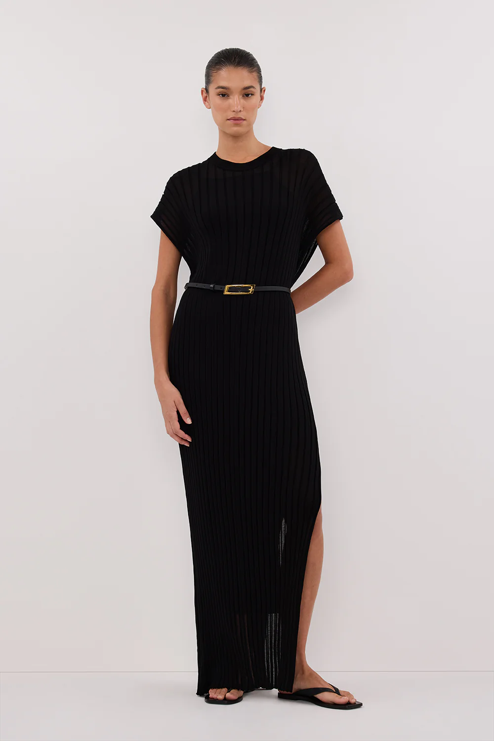 JADE BLACK KNIT MAXI DRESS - Gamepaces