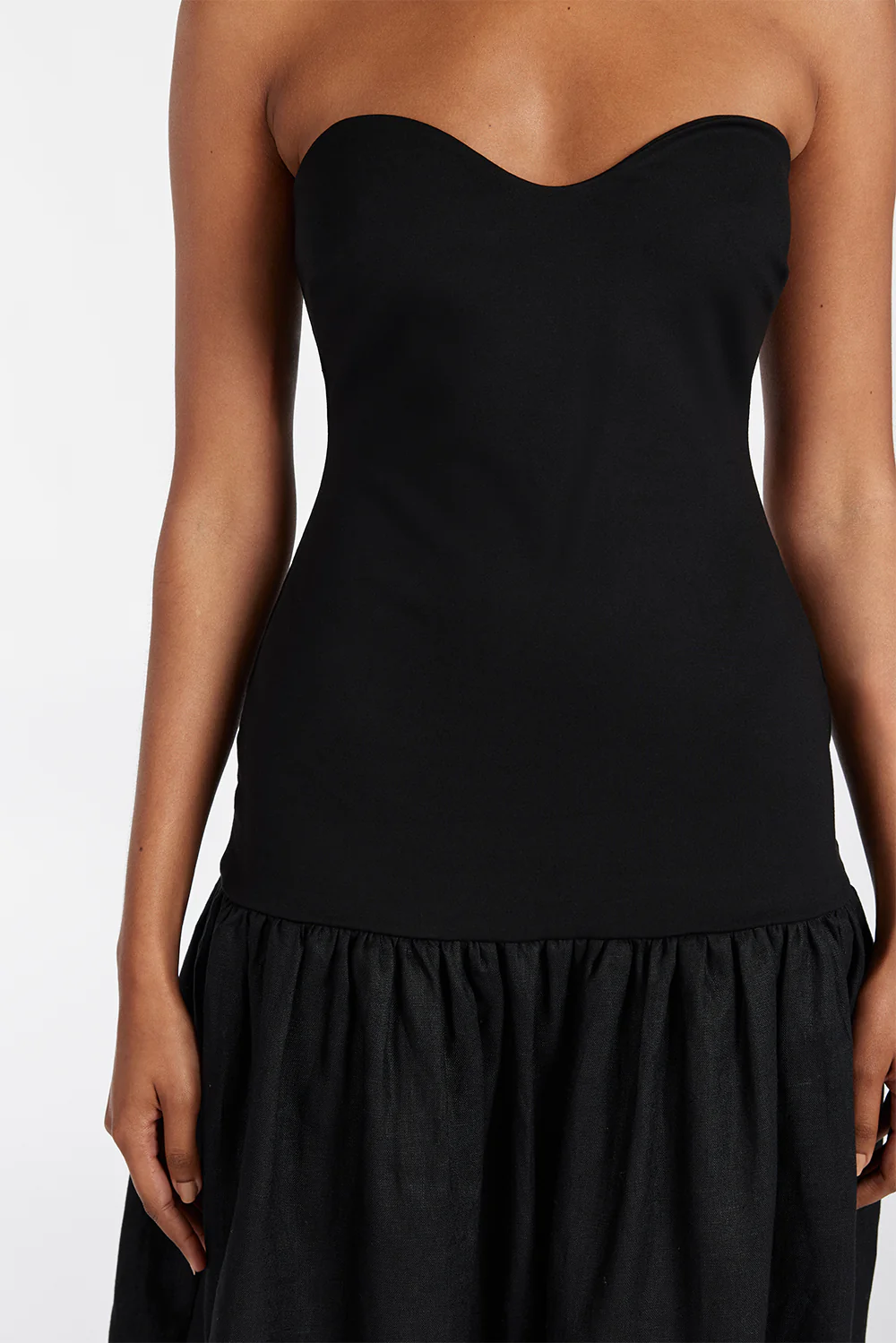 ELLISON BLACK STRAPLESS MIDI DRESS - Gamepaces