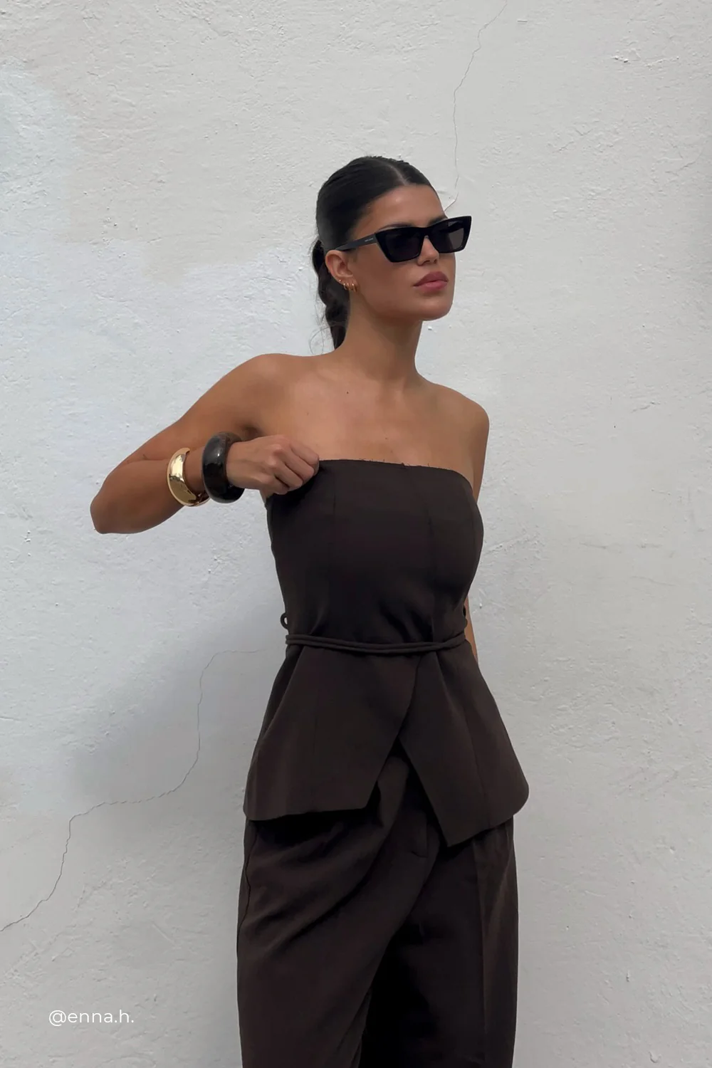 JULIE BITTER CHOC STRAPLESS TOP - Gamepaces