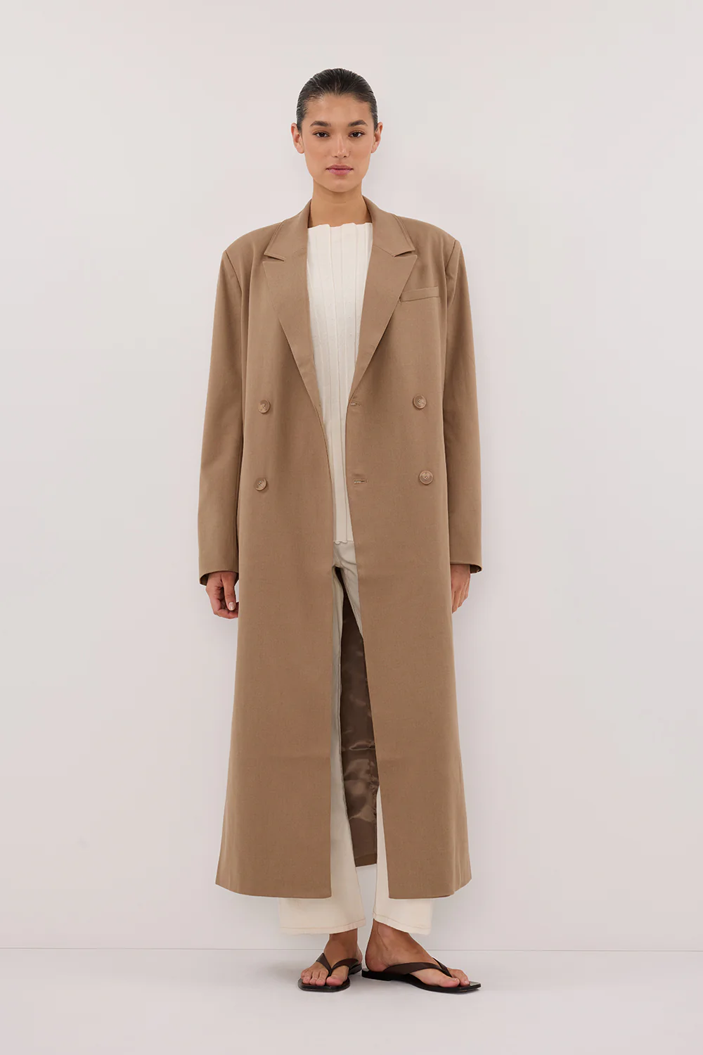 CELINA TAN WOOL BLEND COAT - Gamepaces